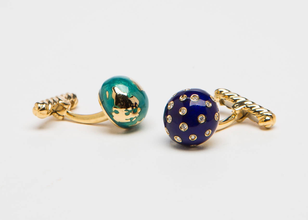 Iconic Verdura Night and Day cufflinks. Created to celebrate Cole Porters classic love song.