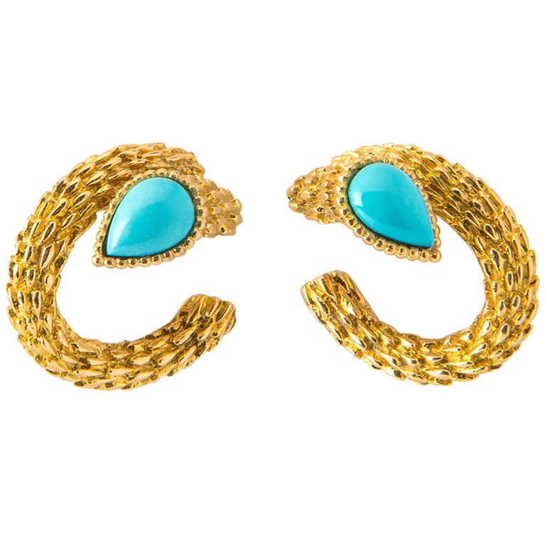 Boucheron Turquoise Gold Earrings