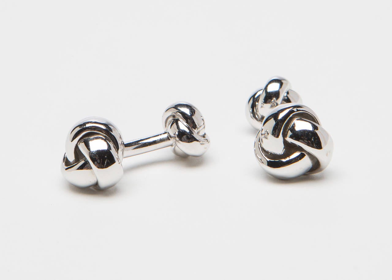 Traditional double knot cufflinks are perfect for every collection. Very hard to find in elegant 18k white gold.