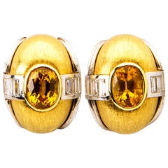 Yellow Sapphire Diamond Earring and Ring Set