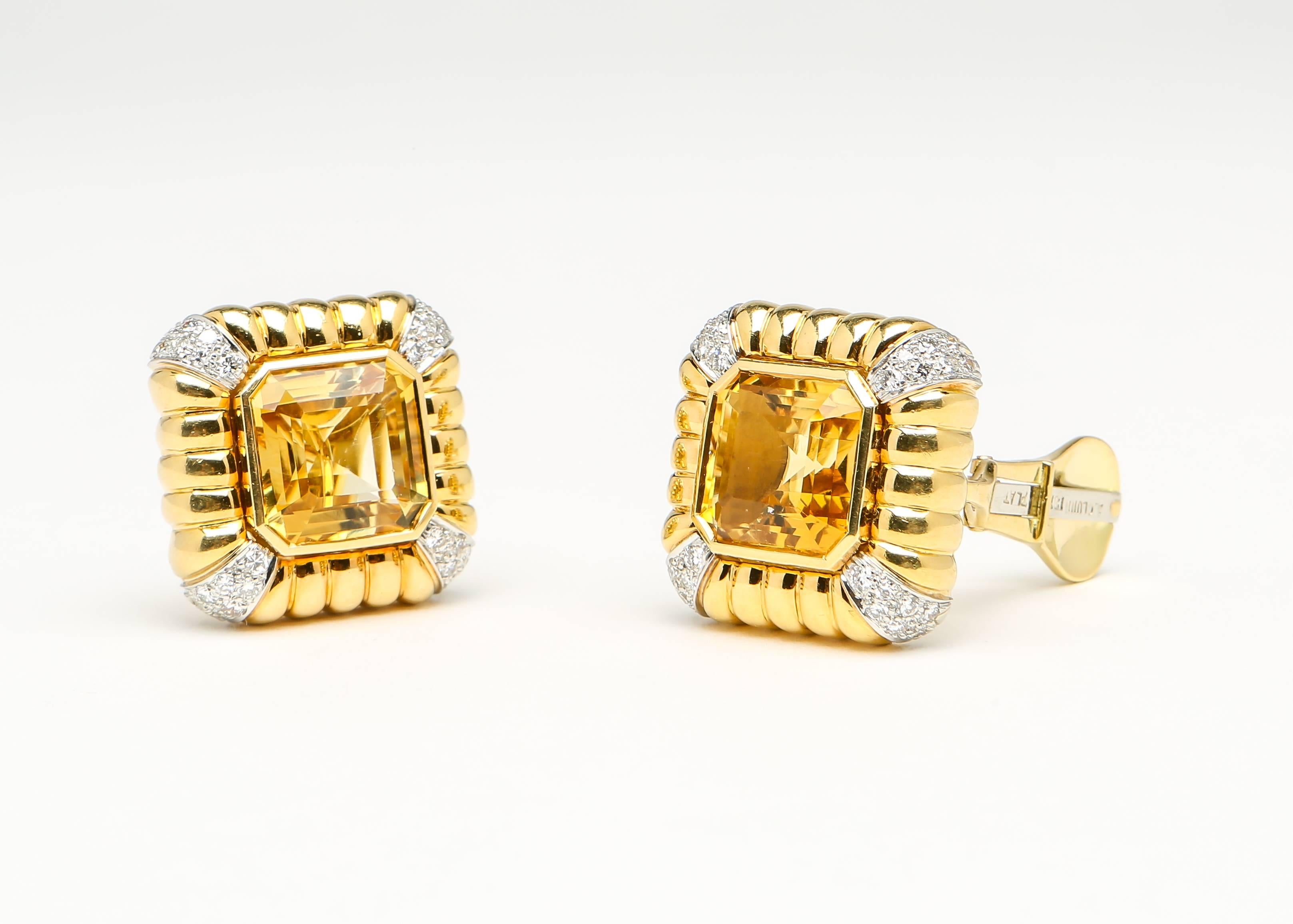 Contemporary Andrew Clunn Citrine Diamond gold Earrings