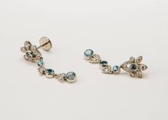Tiffany & Co. Aquamarine Diamond Platinum Drop Earrings