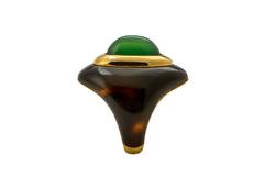 1970s Boucheron Paris Tortoiseshell Chrysoprase Gold Ring