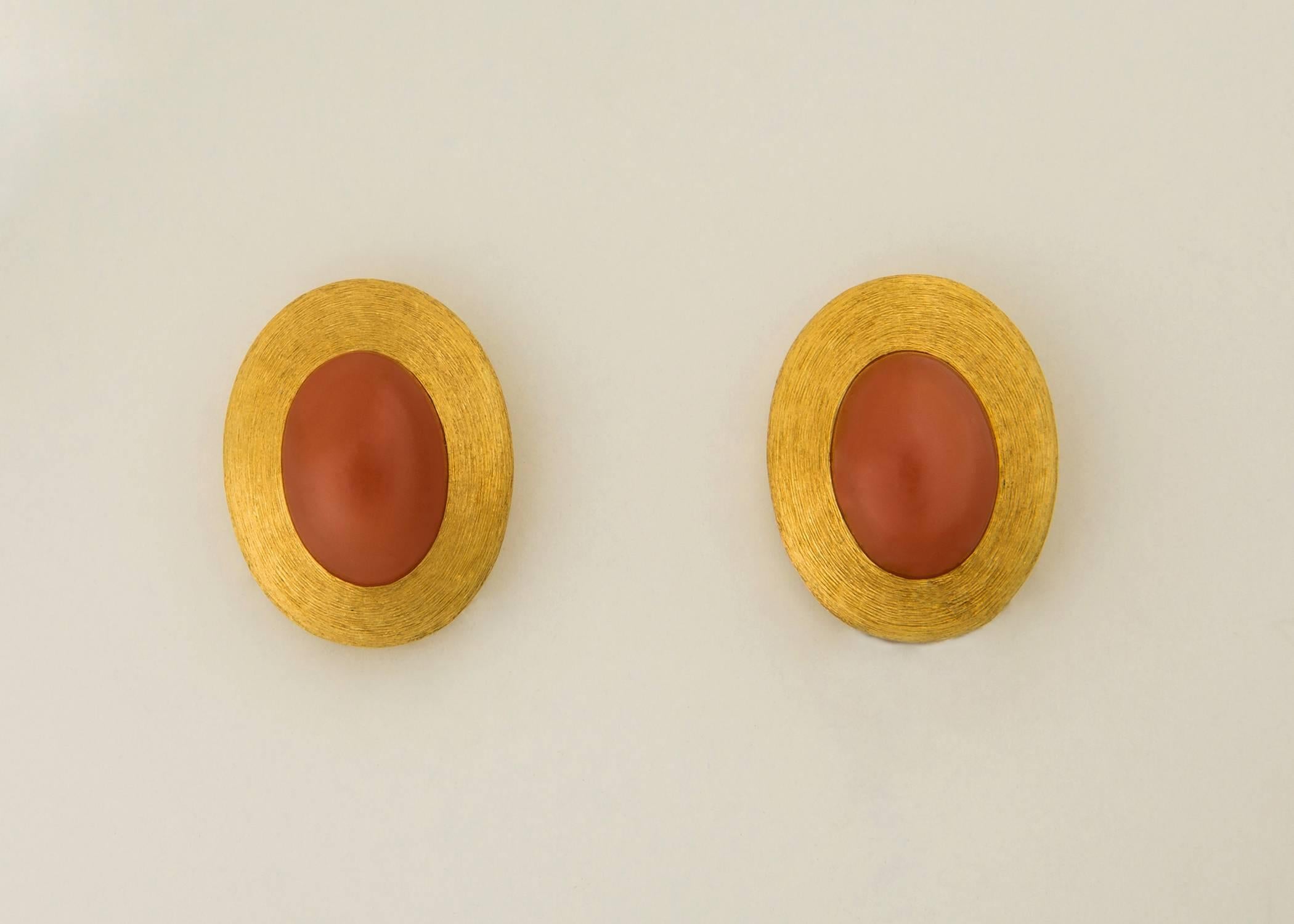 Contemporary Henry Dunay  Orange Moonstone Earrings