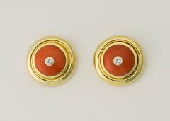 Tiffany & Co. Paloma Picasso Coral Diamond Gold Earrings