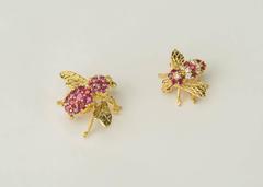 Herbert Rosenthal Ruby Diamond Gold Bee Pins