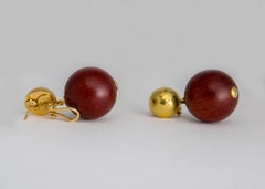 Paloma Picasso for Tiffany & Co. Gold and Wood Drop Earrings