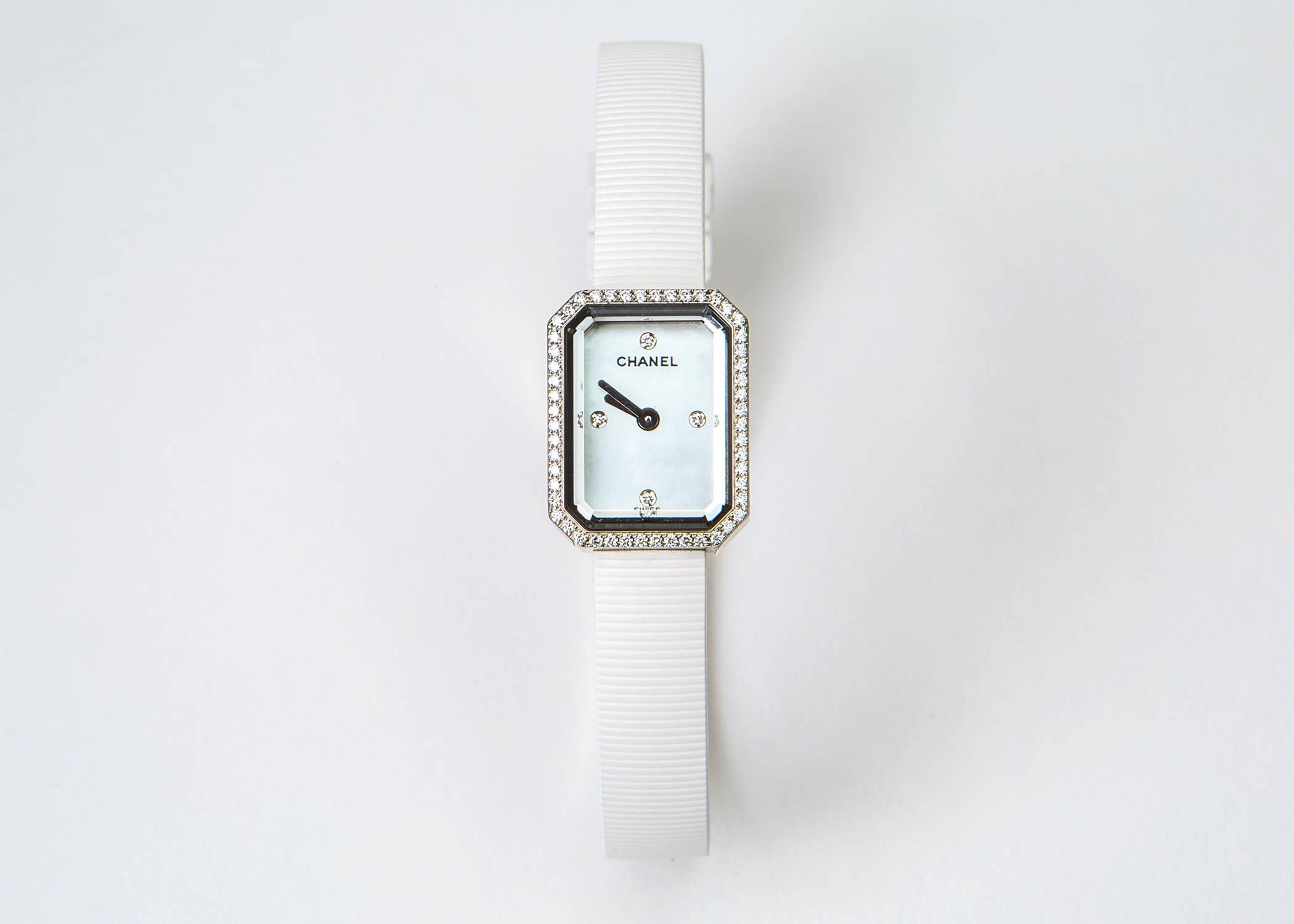 Contemporary Chanel Stainless Steel Premiere Diamond Bezel Strap Quartz Wristwatch