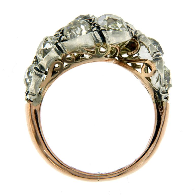 Outstanding 5.50 Carats Diamonds Silver Gold Ring at 1stDibs