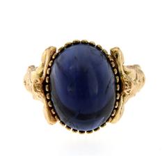 Unique Iolite Gold Sculptural Man Body Dome Ring