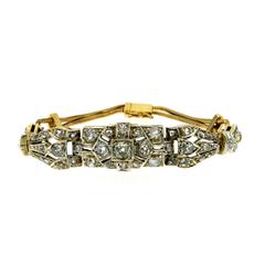 Antique Art Nouveau 4.00 Carats Diamonds Gold Bracelet