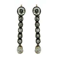 Diamond Pearl Gold Drop Earrings 5