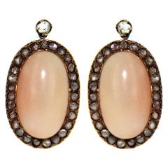 Antique Coral Gold Drop Earrings