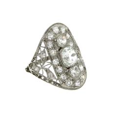 Victorian Platinum Diamond Filigree Ring