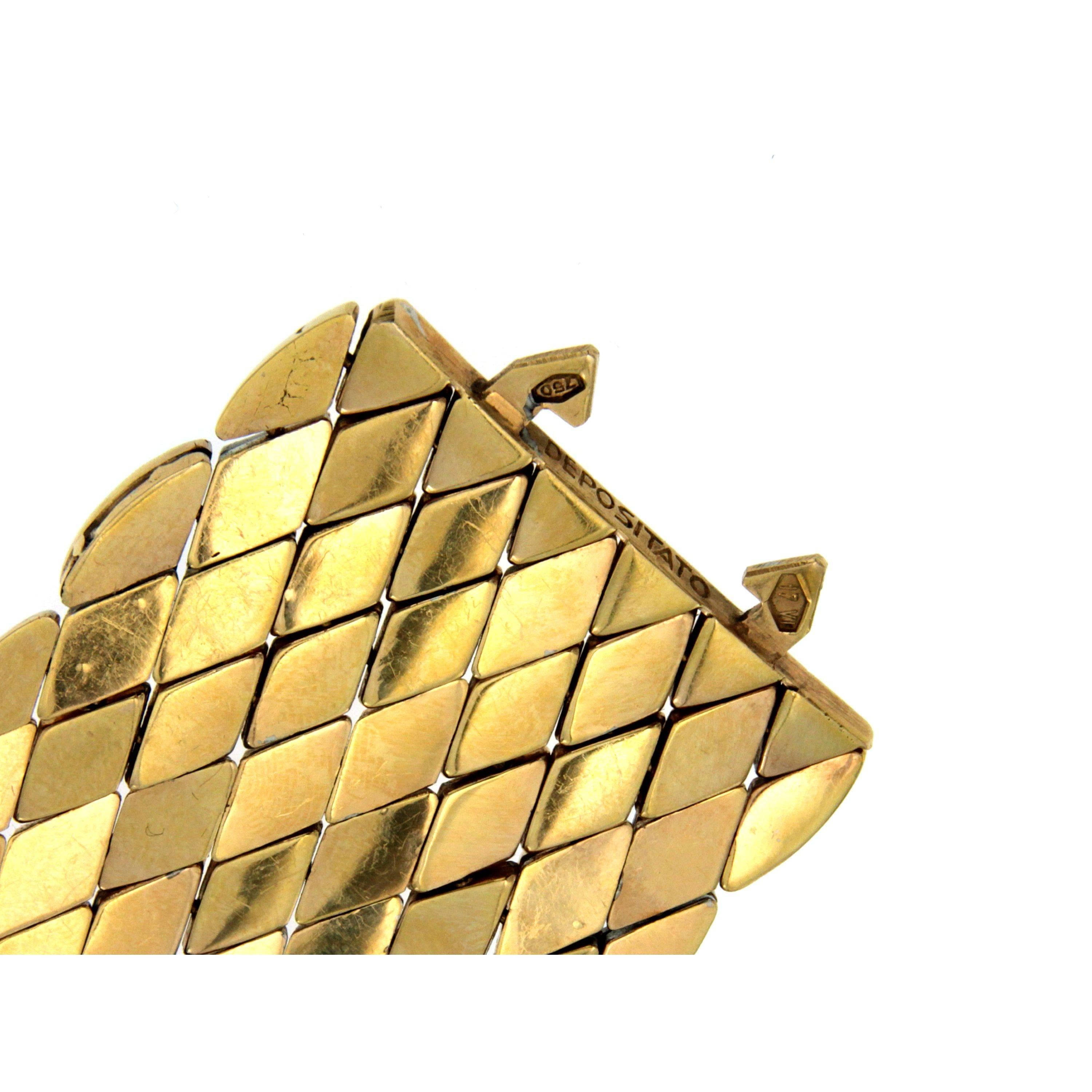 Italian Retro Wide Diamond Gold Bracelet 1
