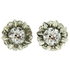 1890 Diamond Gold Stud Earrings