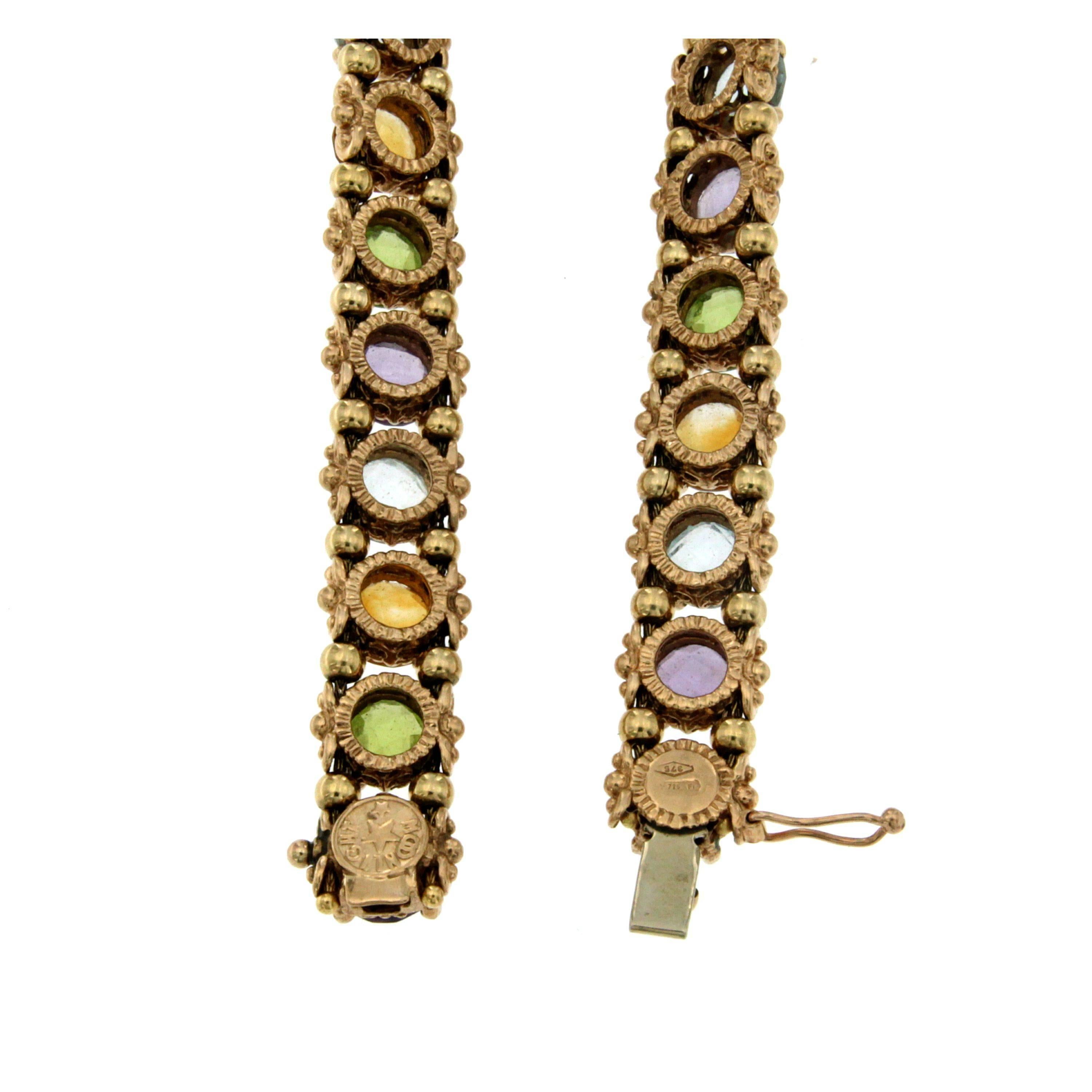 Women's Colorful Florentine Quartz Gold Bracelet