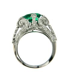 Synthetic Emerald Diamond Gold Ring