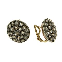 Rose cut Diamond cluster Gold earrings