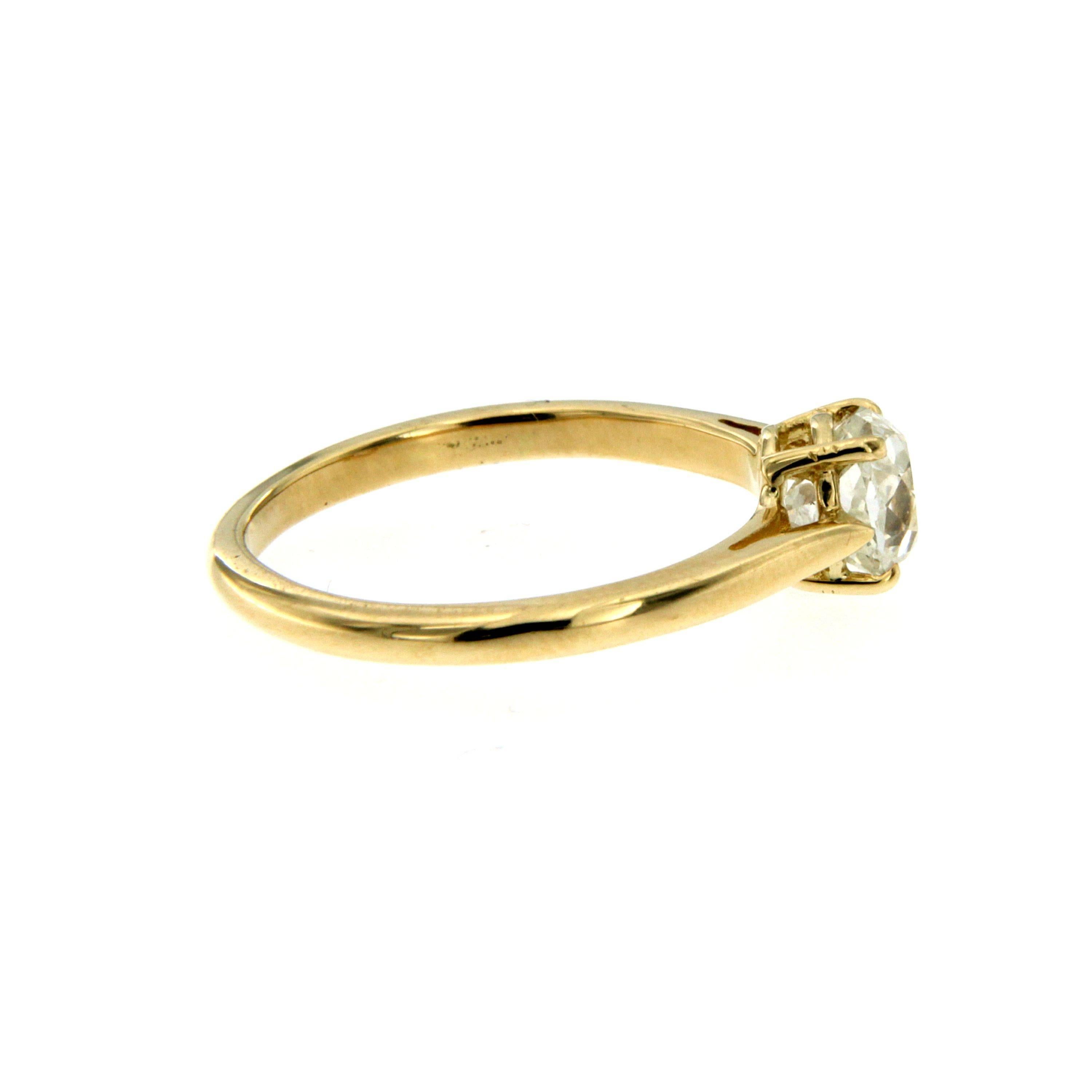 Retro Diamond Solitaire Yellow Gold Ring 1