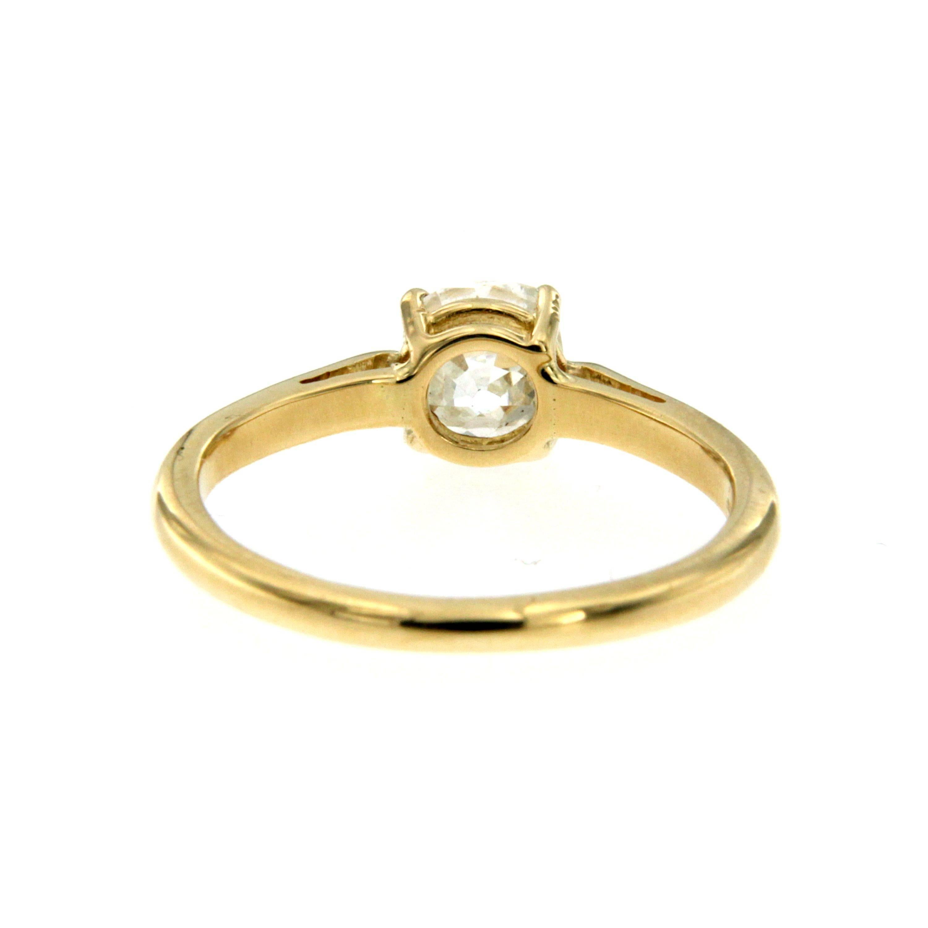Retro Diamond Solitaire Yellow Gold Ring 2