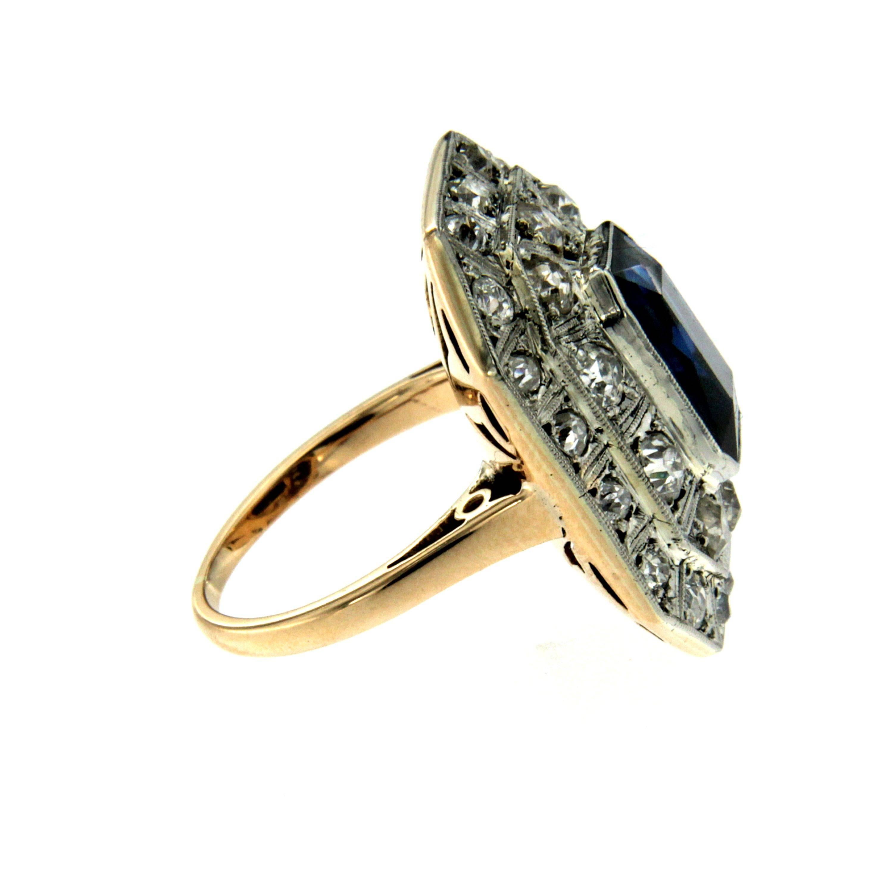 Retro Verneuil Diamonds Gold Ring In Excellent Condition In Napoli, Italy