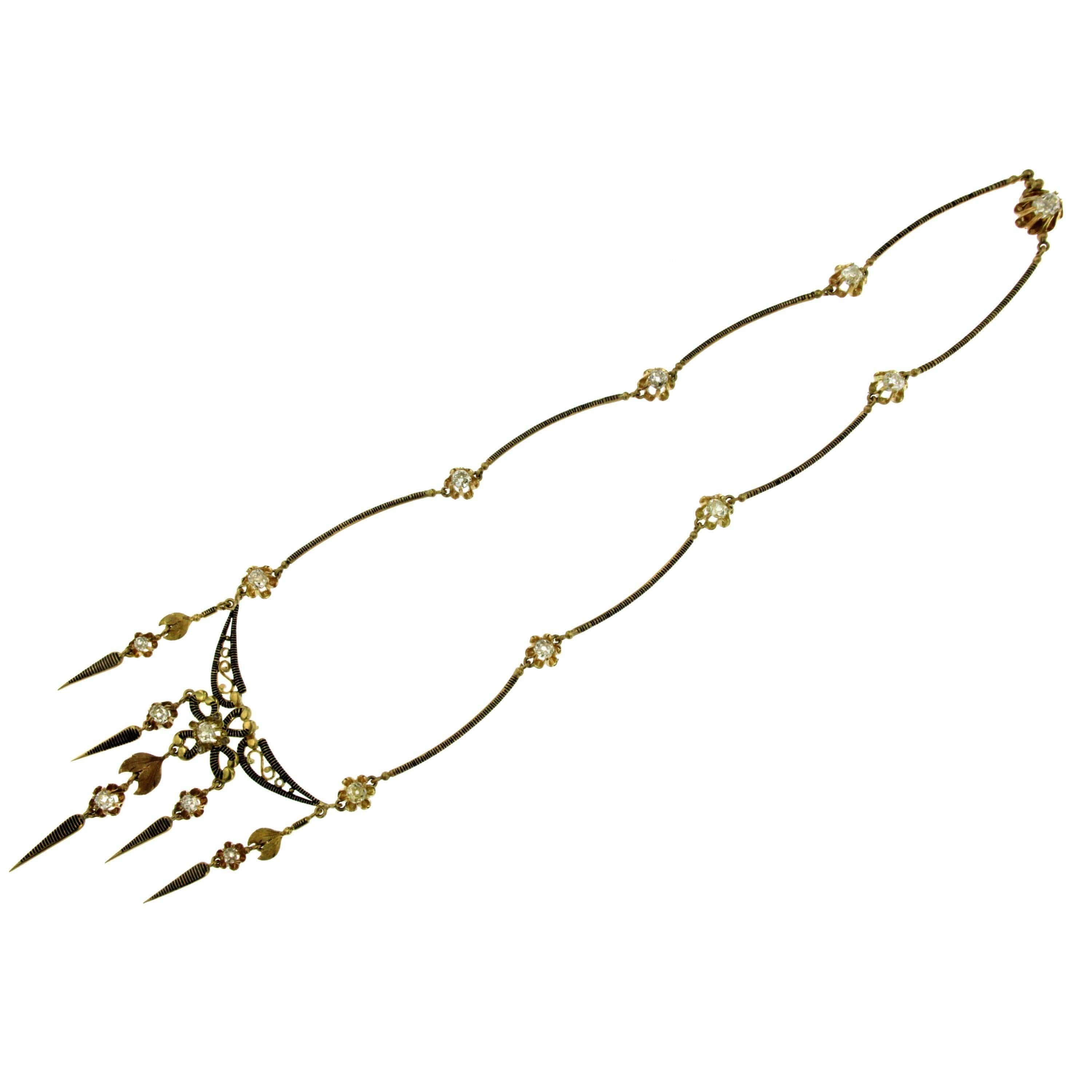 Women's Victorian Diamond Gold Necklace