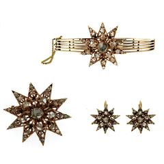 Victorian Gold Bracelet Brooch and Earrings Suite 11