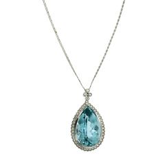 40 Carat Aquamarine Diamond Drop Pendant
