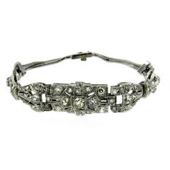 Art Deco 4 Carats Diamond Gold Bracelet 4