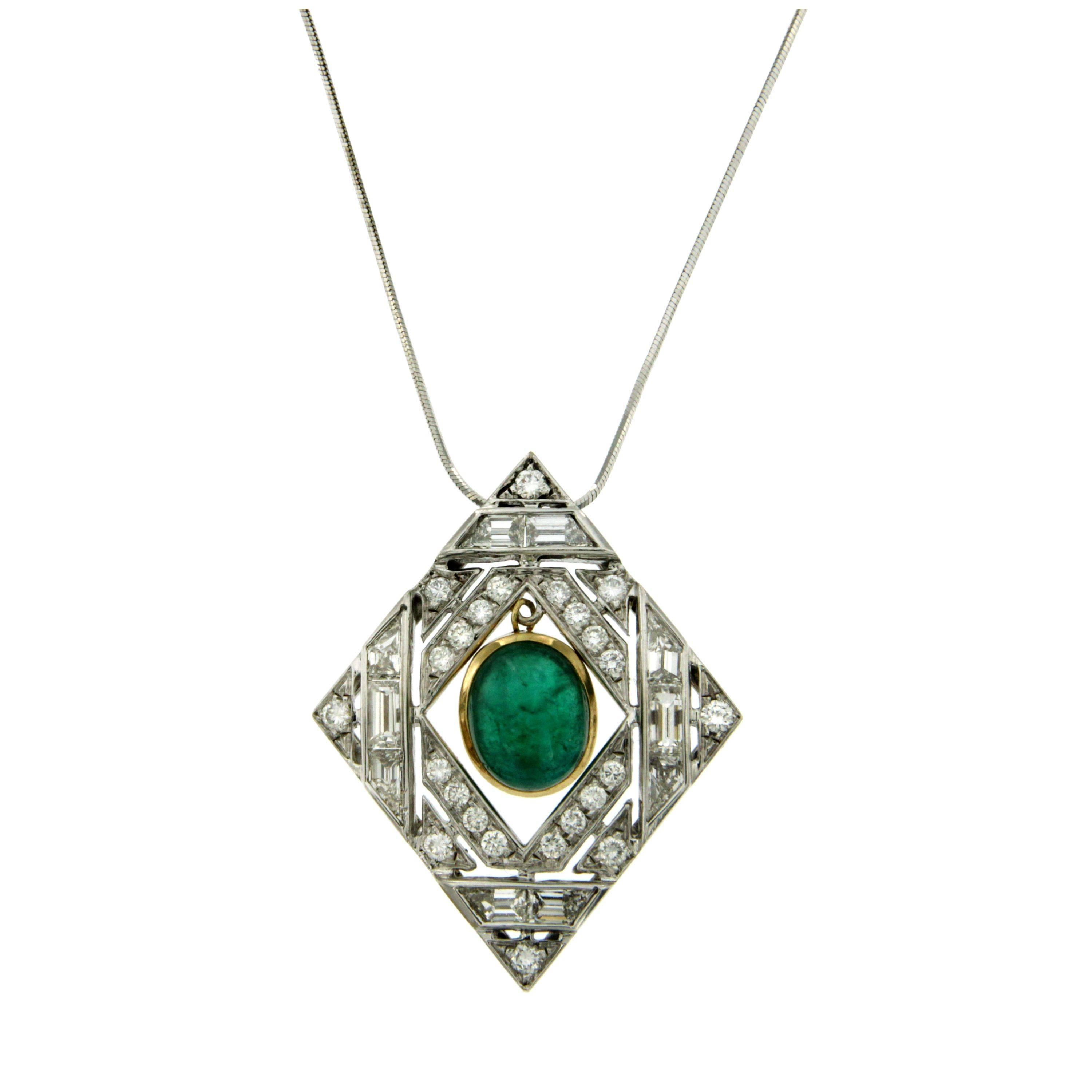 Emerald Diamond Gold Pendant