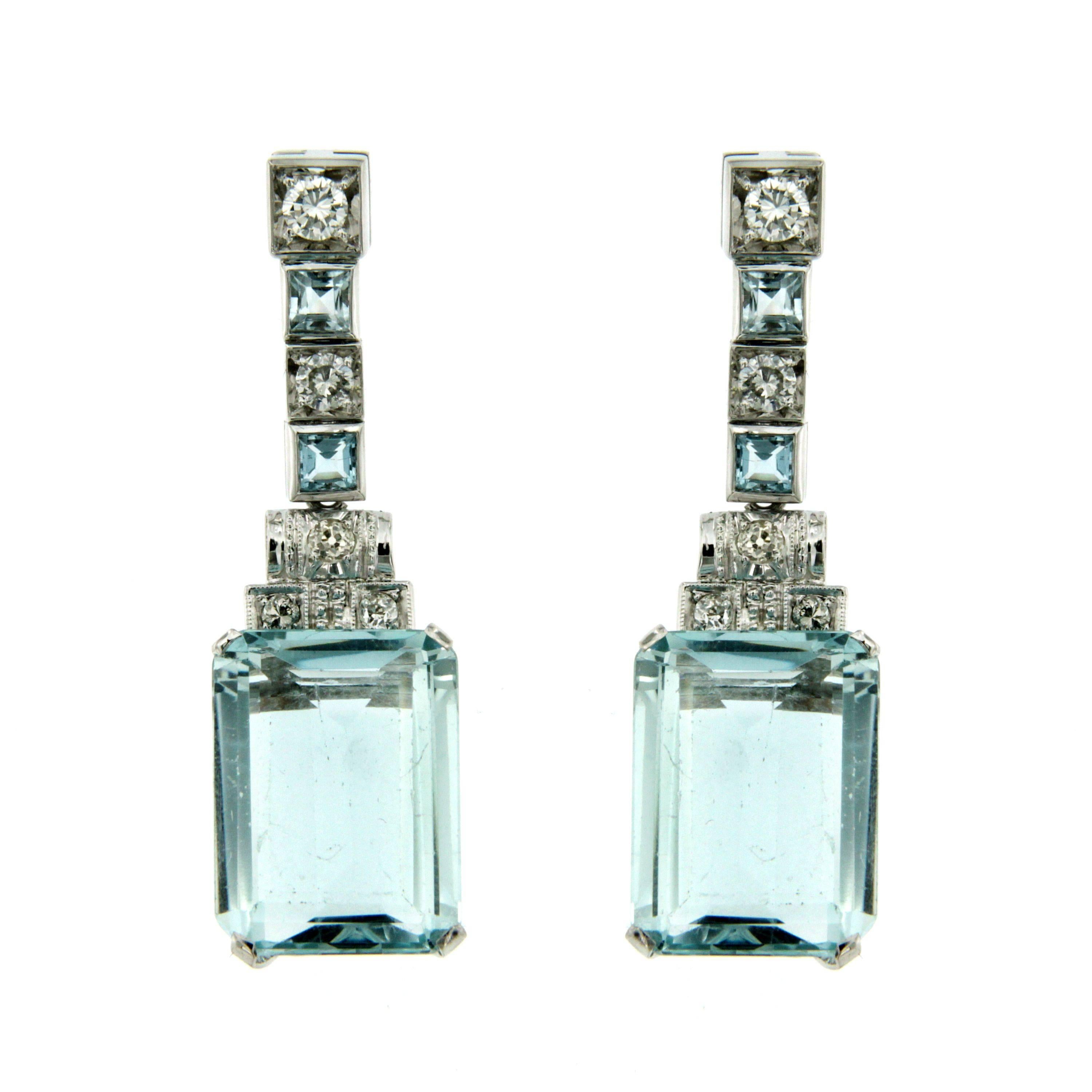 18.14 Carat Aquamarine Diamond Earrings