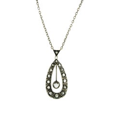 1890 Victorian Diamond Gold Silver Pendant