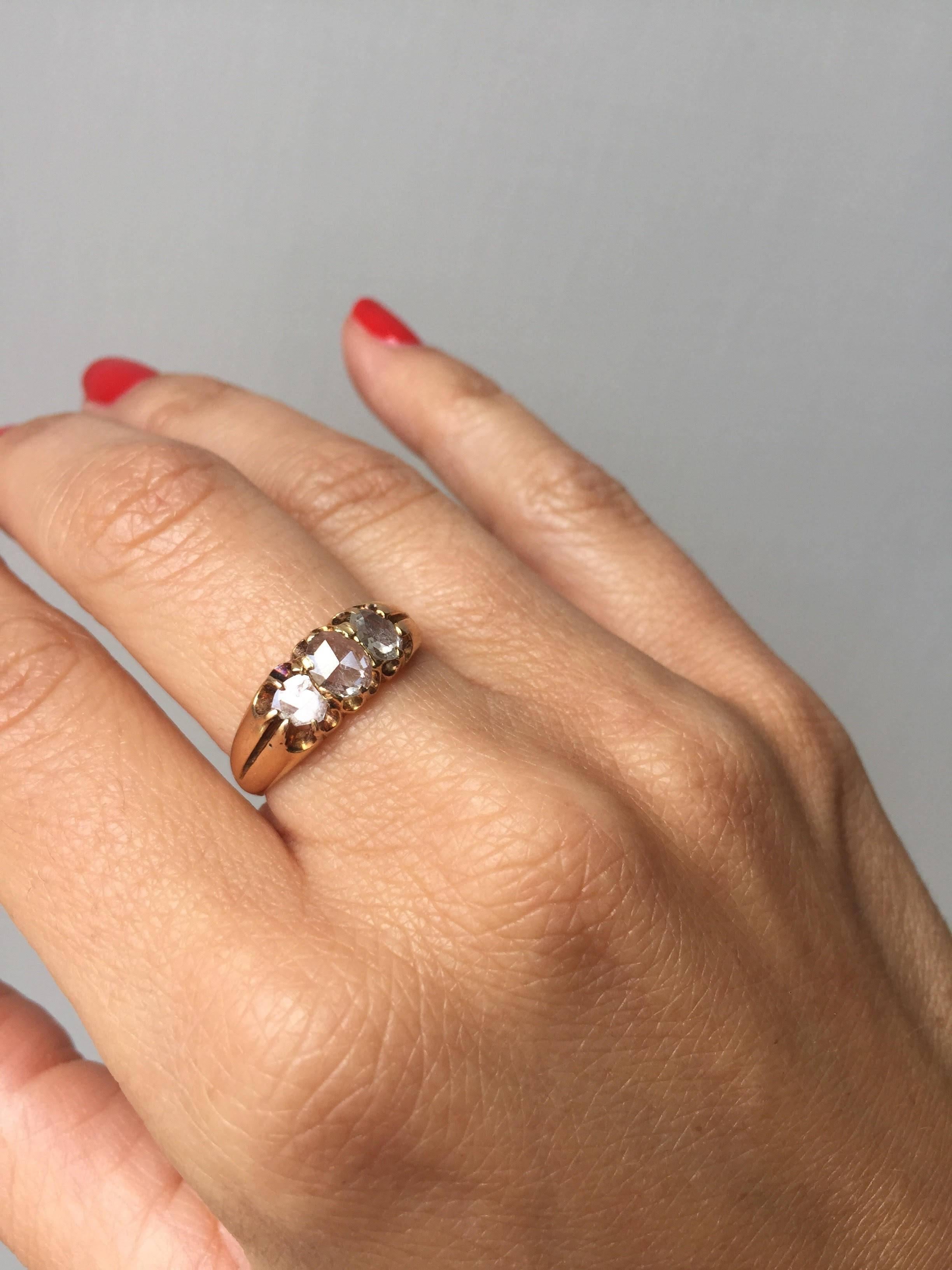 Victorian Diamond Gold Three-Stone Ring 1