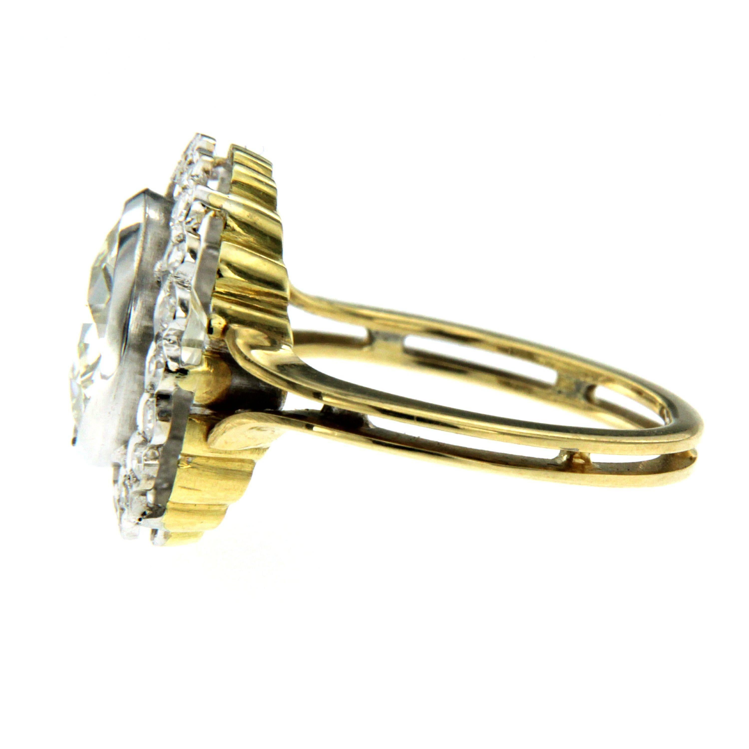 Victorian Style 3.46 Carat Diamond Gold Ring In Excellent Condition In Napoli, Italy