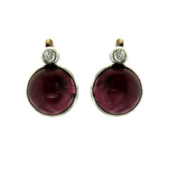 Antique Garnet Diamonds Gold Earrings
