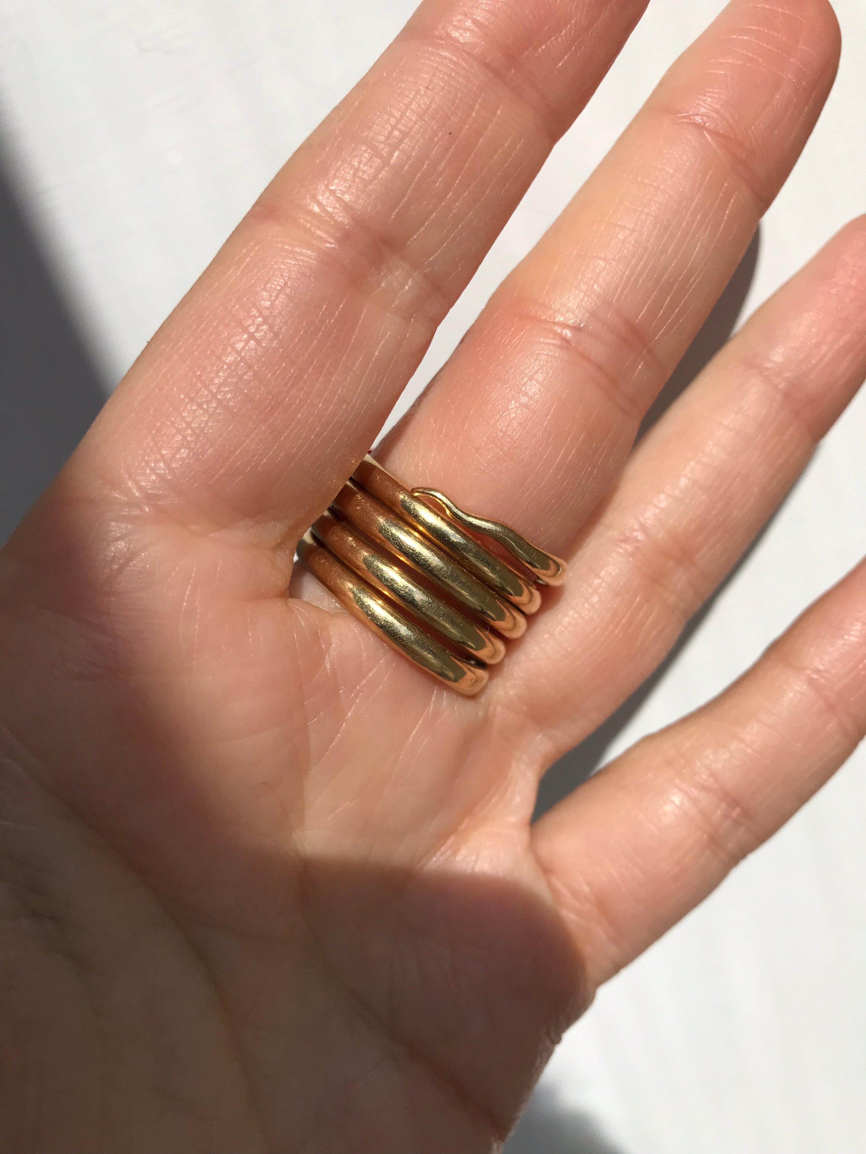18 Karat Gold Diamond Coiled Snake Ring 3