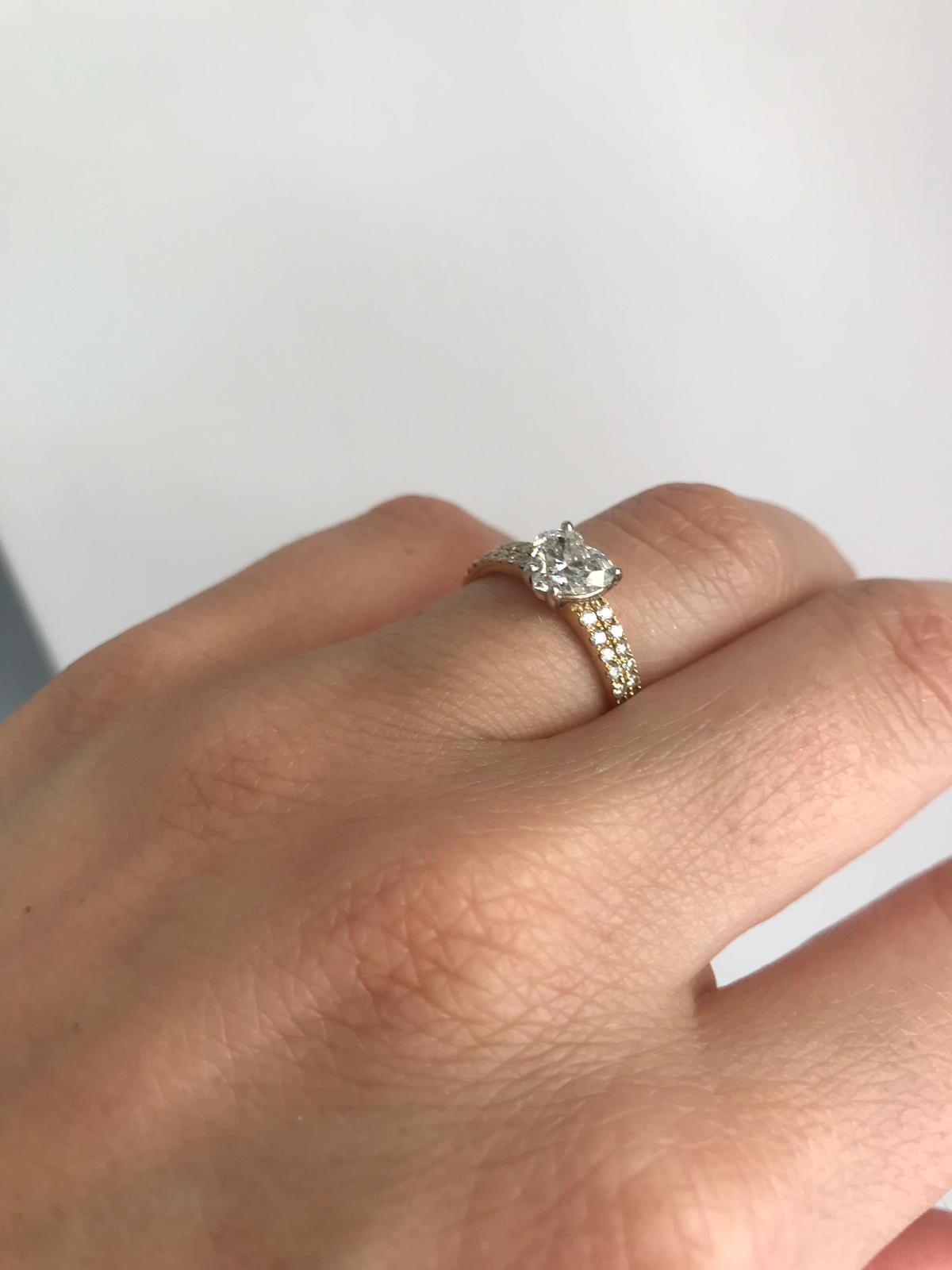 GIA Certified 0.70 Carat Heart Shaped Diamond Engagement Ring 2