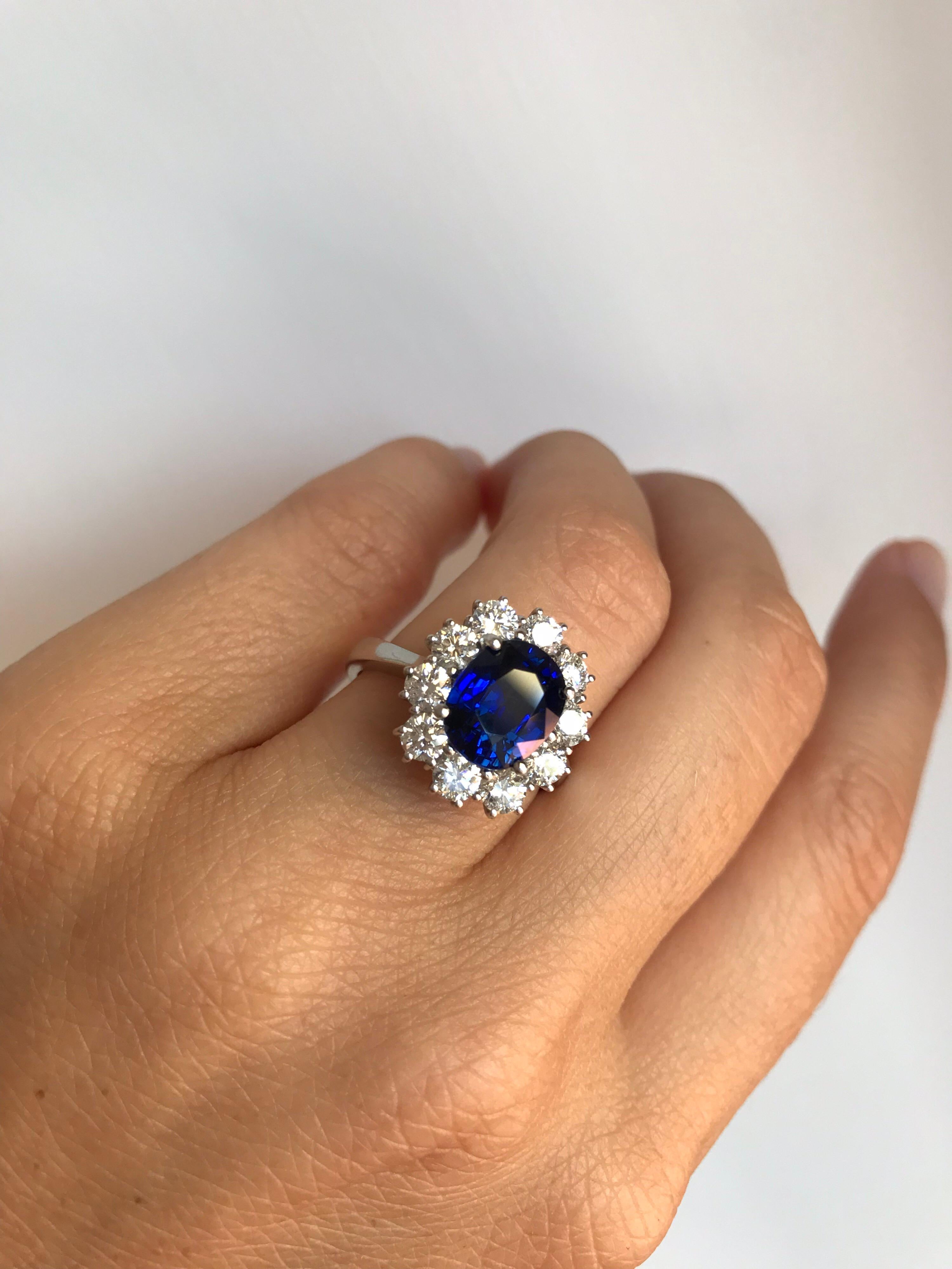 Ssef Certified 3.70 Carat Burma Royal Blue Sapphire Diamond Gold Ring 4