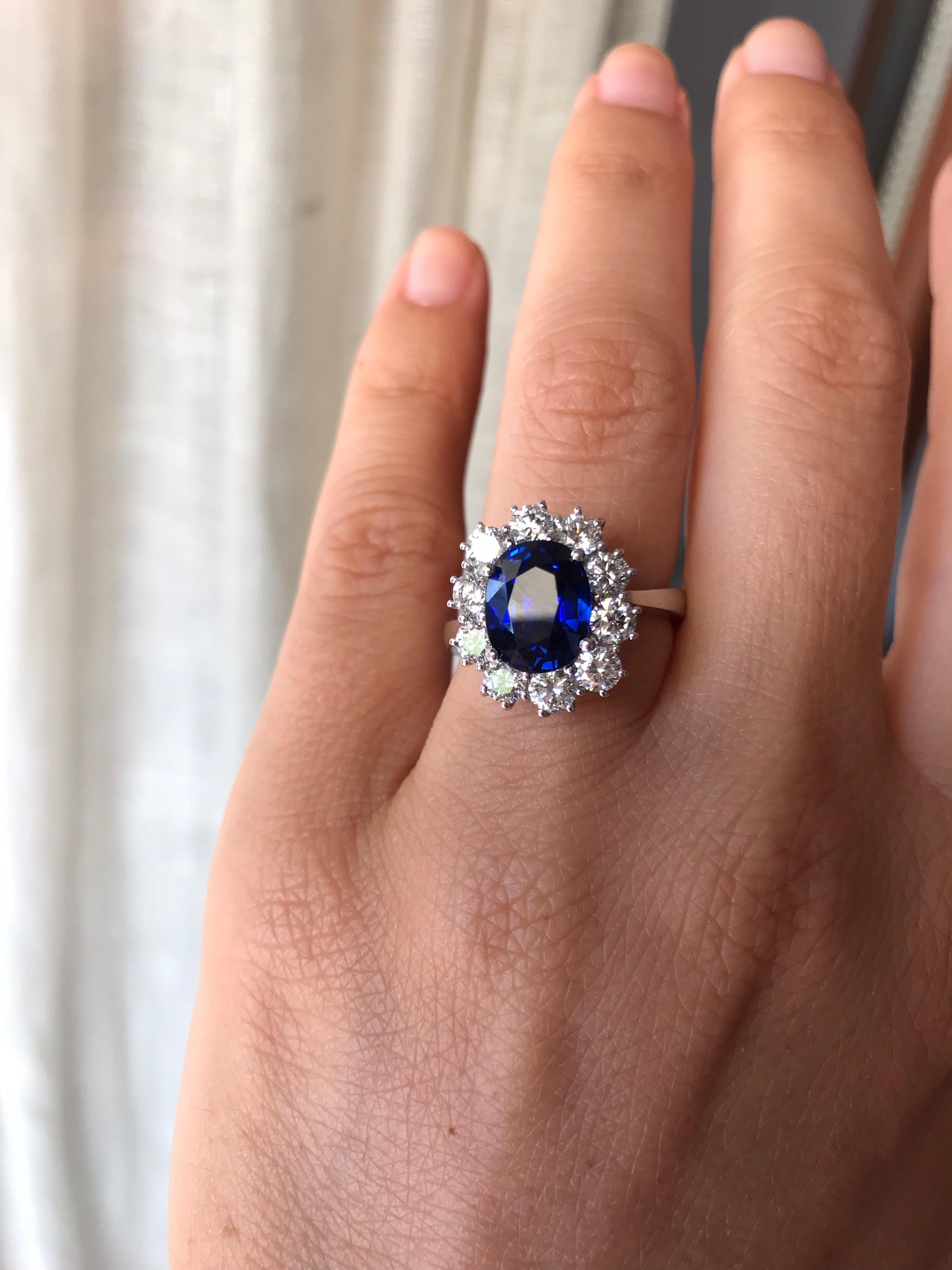 Ssef Certified 3.70 Carat Burma Royal Blue Sapphire Diamond Gold Ring 5