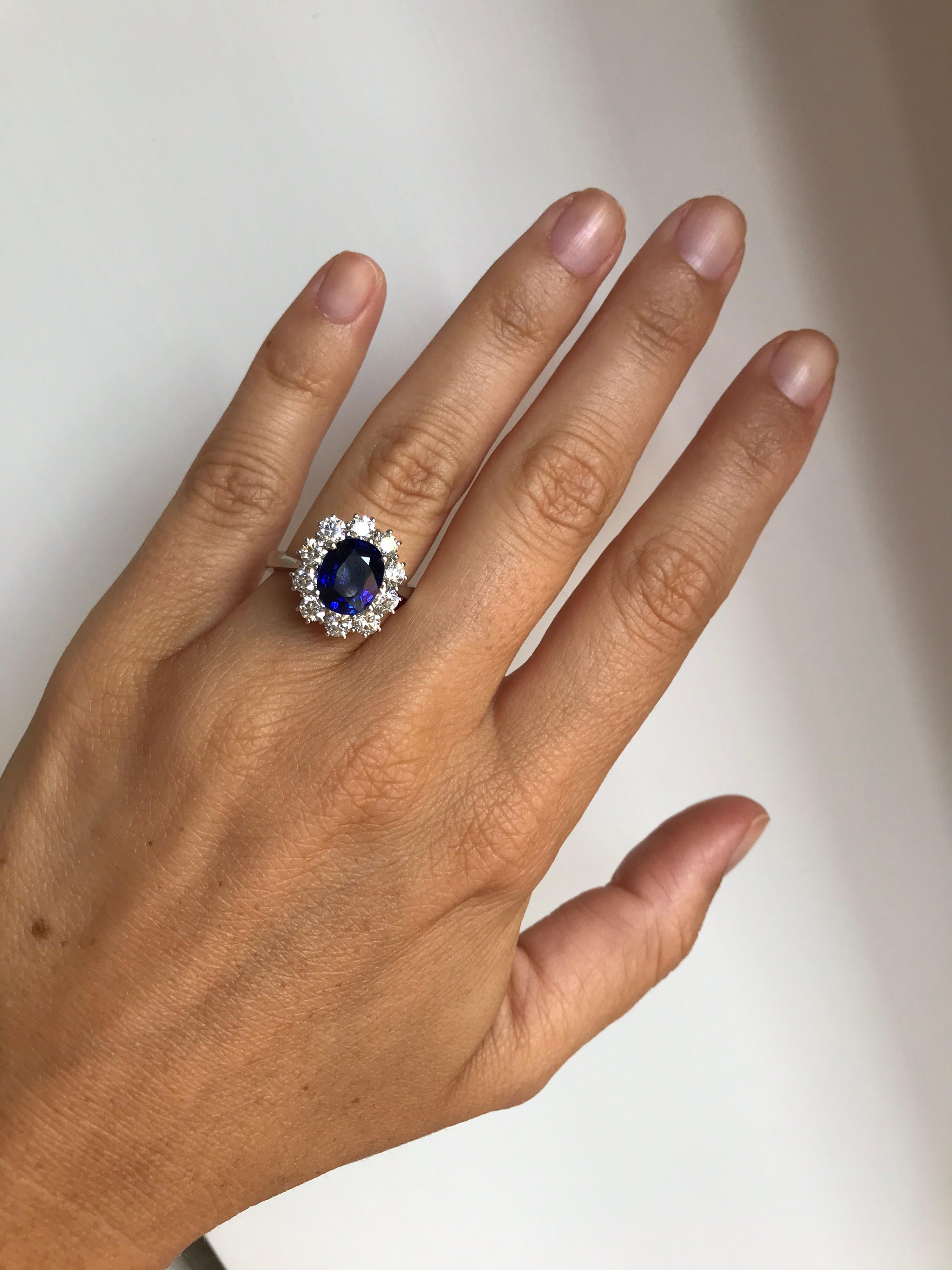 Ssef Certified 3.70 Carat Burma Royal Blue Sapphire Diamond Gold Ring 6