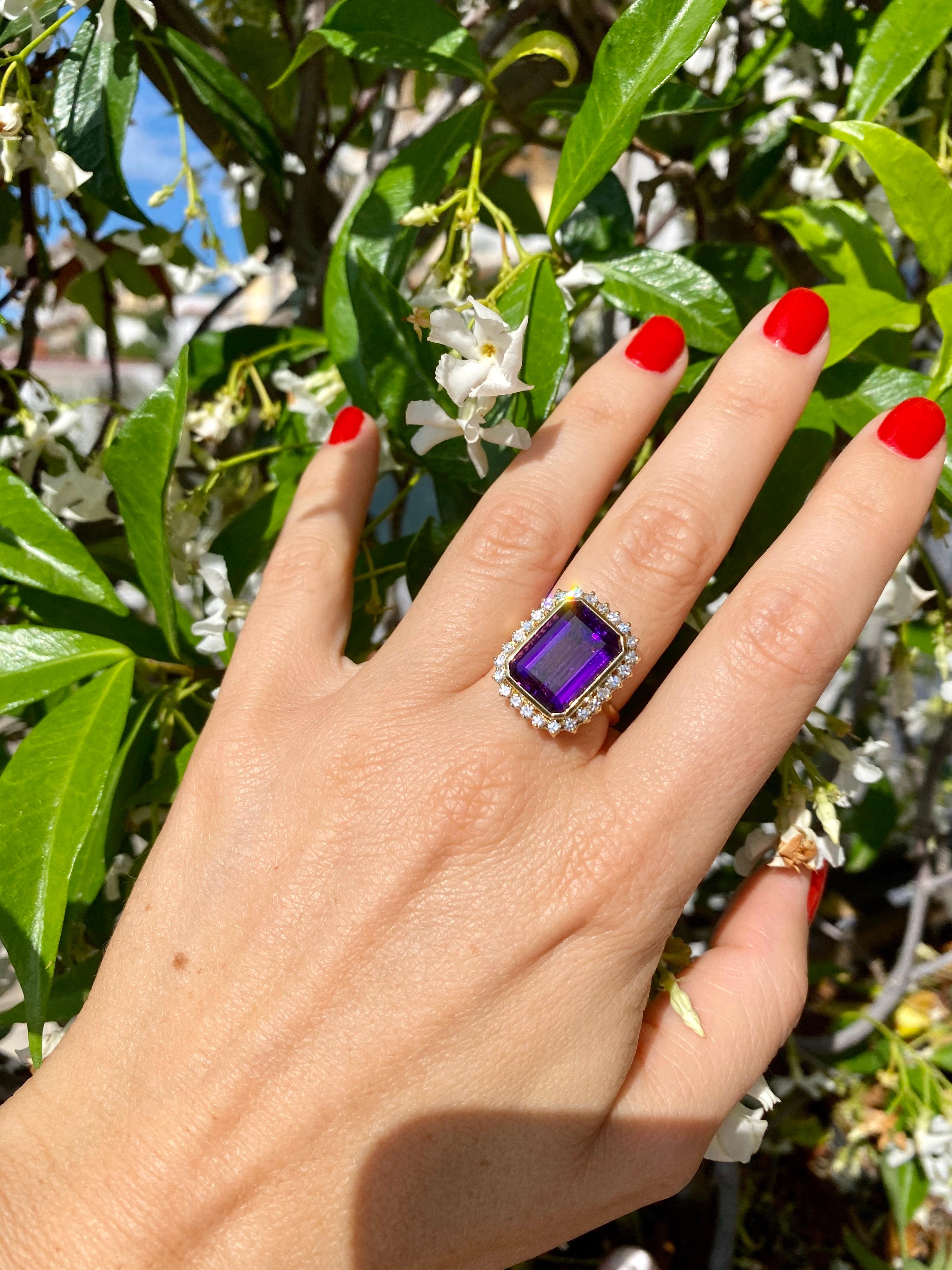 Vintage 7 Carat Russian Amethyst Diamond Ring 4