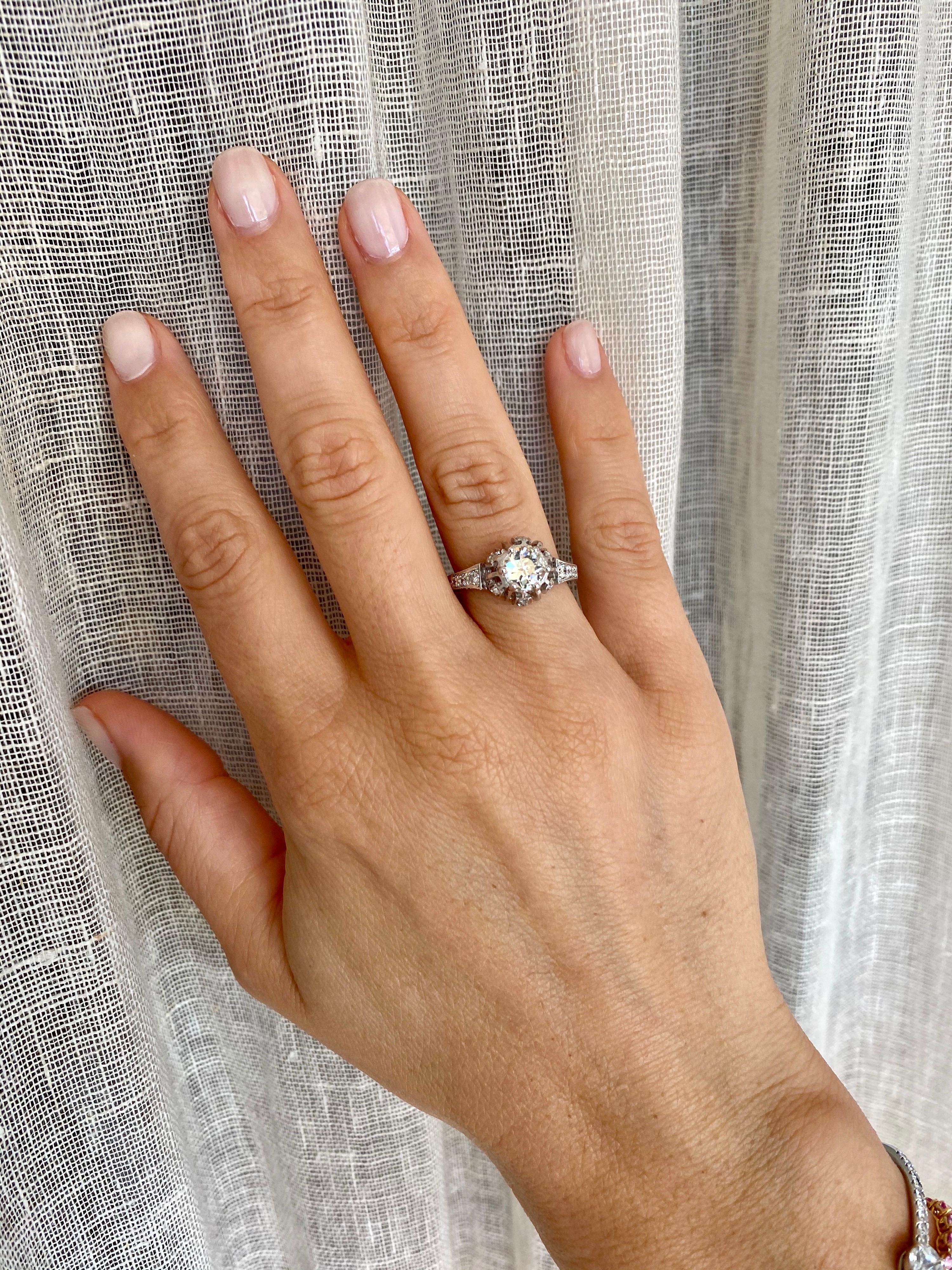 Art Deco 1.75 Diamond Engagement Ring For Sale 3