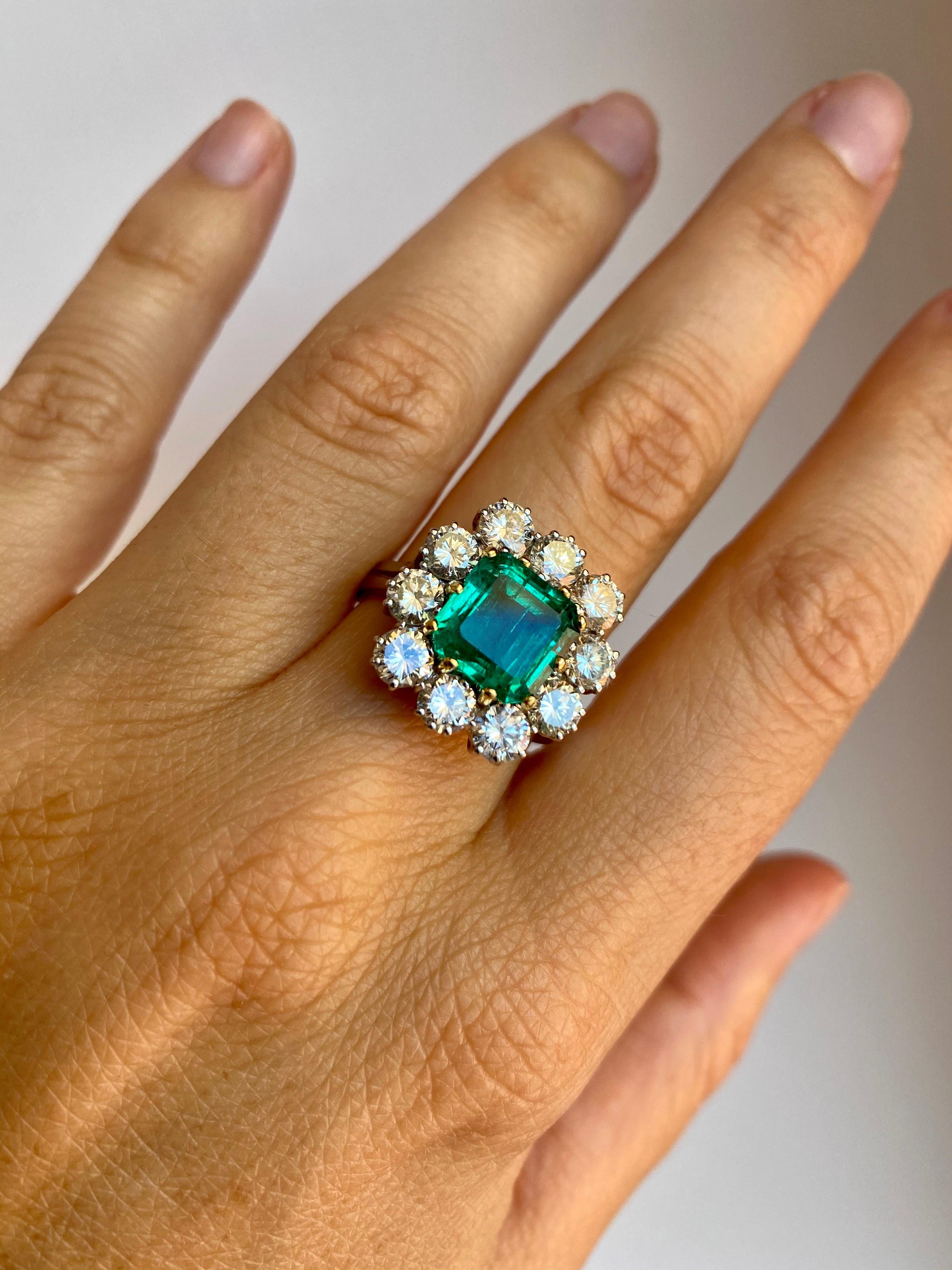 Estate 4 Carat Colombian Emerald Diamond Ring 4
