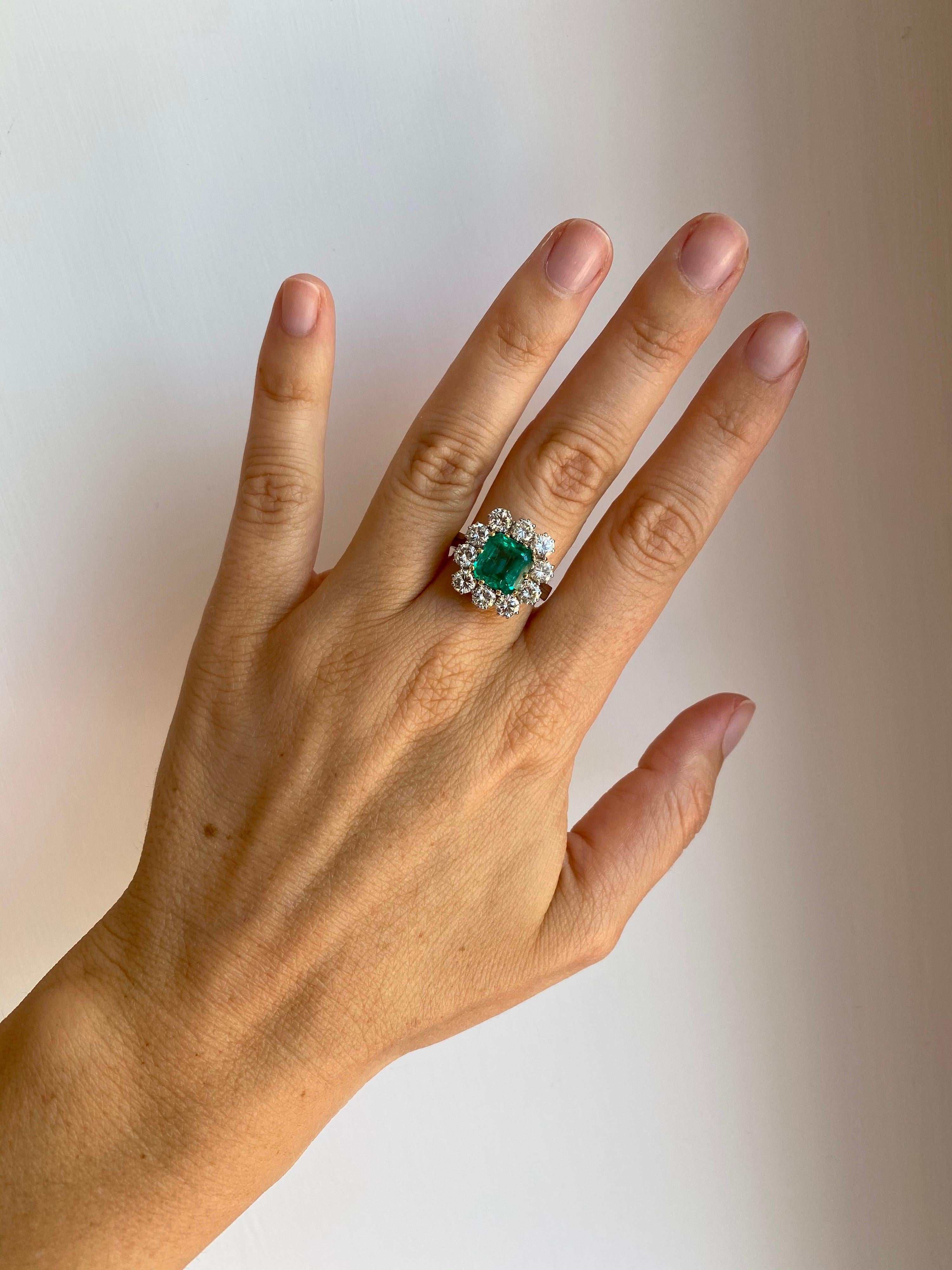 Estate 4 Carat Colombian Emerald Diamond Ring 3