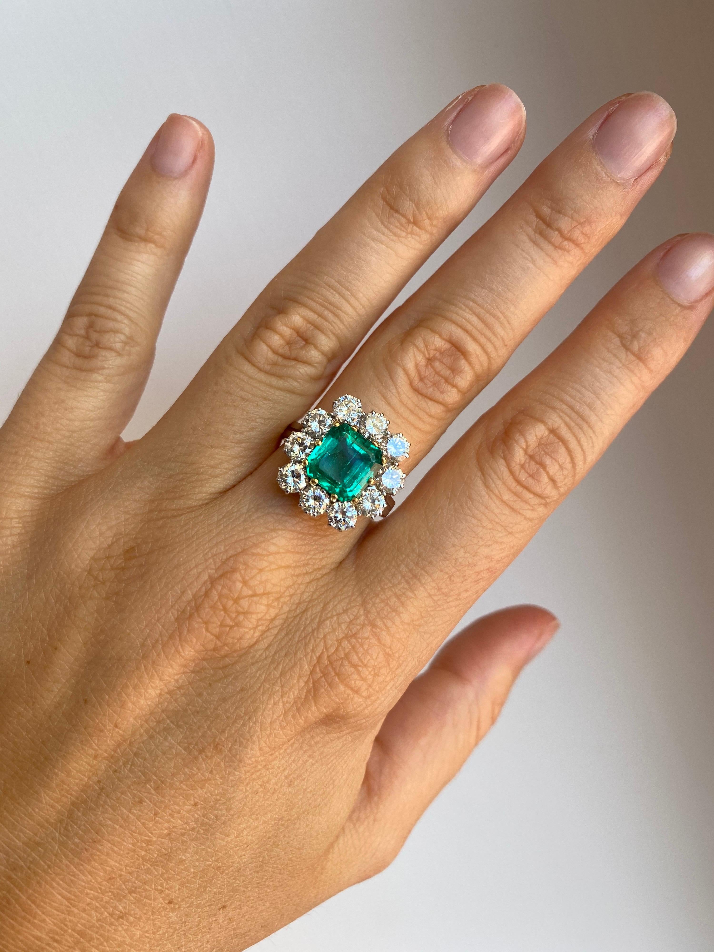 Estate 4 Carat Colombian Emerald Diamond Ring 5