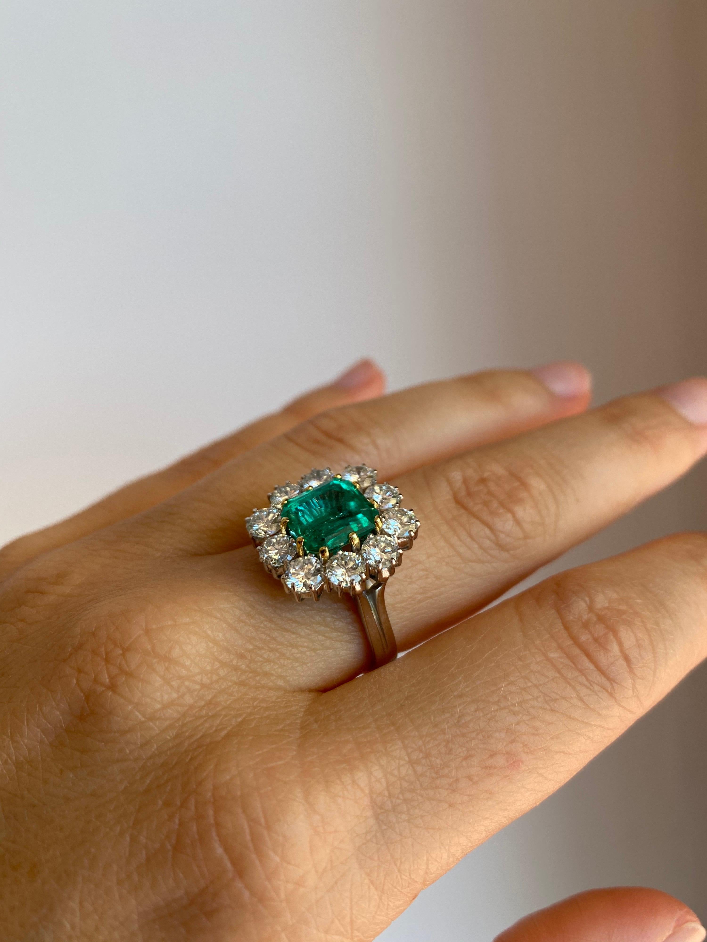 Estate 4 Carat Colombian Emerald Diamond Ring 6