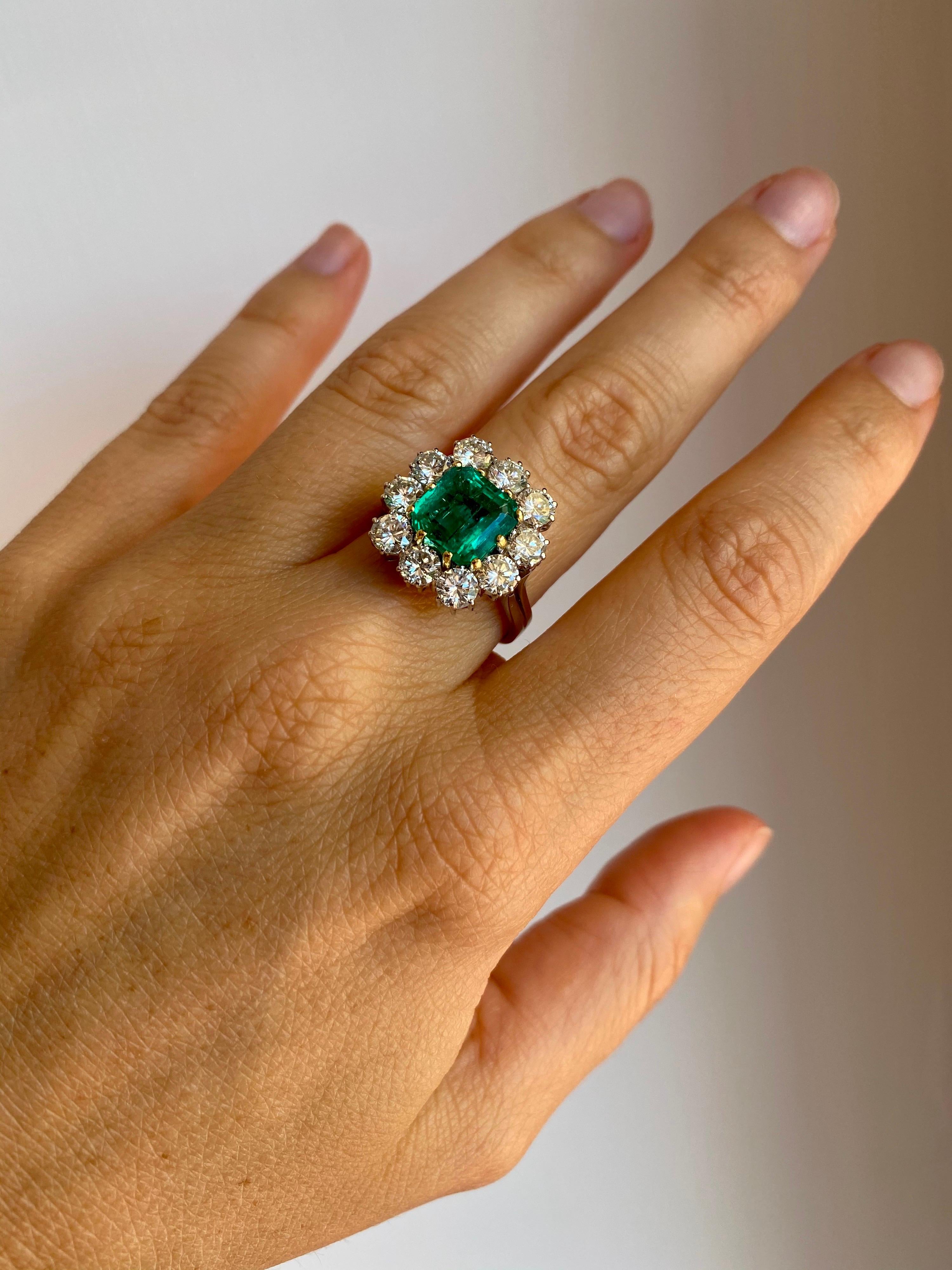 Estate 4 Carat Colombian Emerald Diamond Ring 7