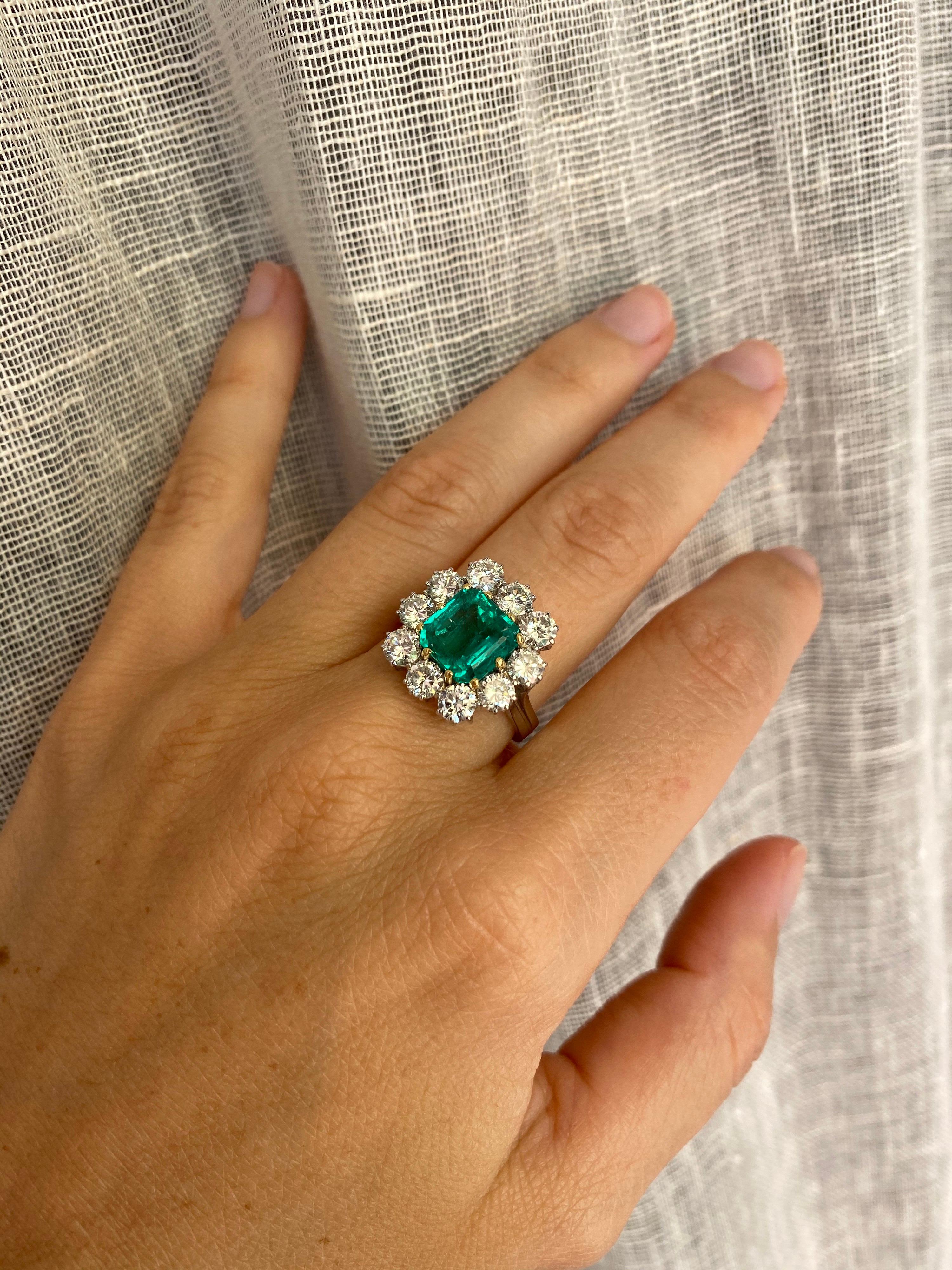 Estate 4 Carat Colombian Emerald Diamond Ring 9