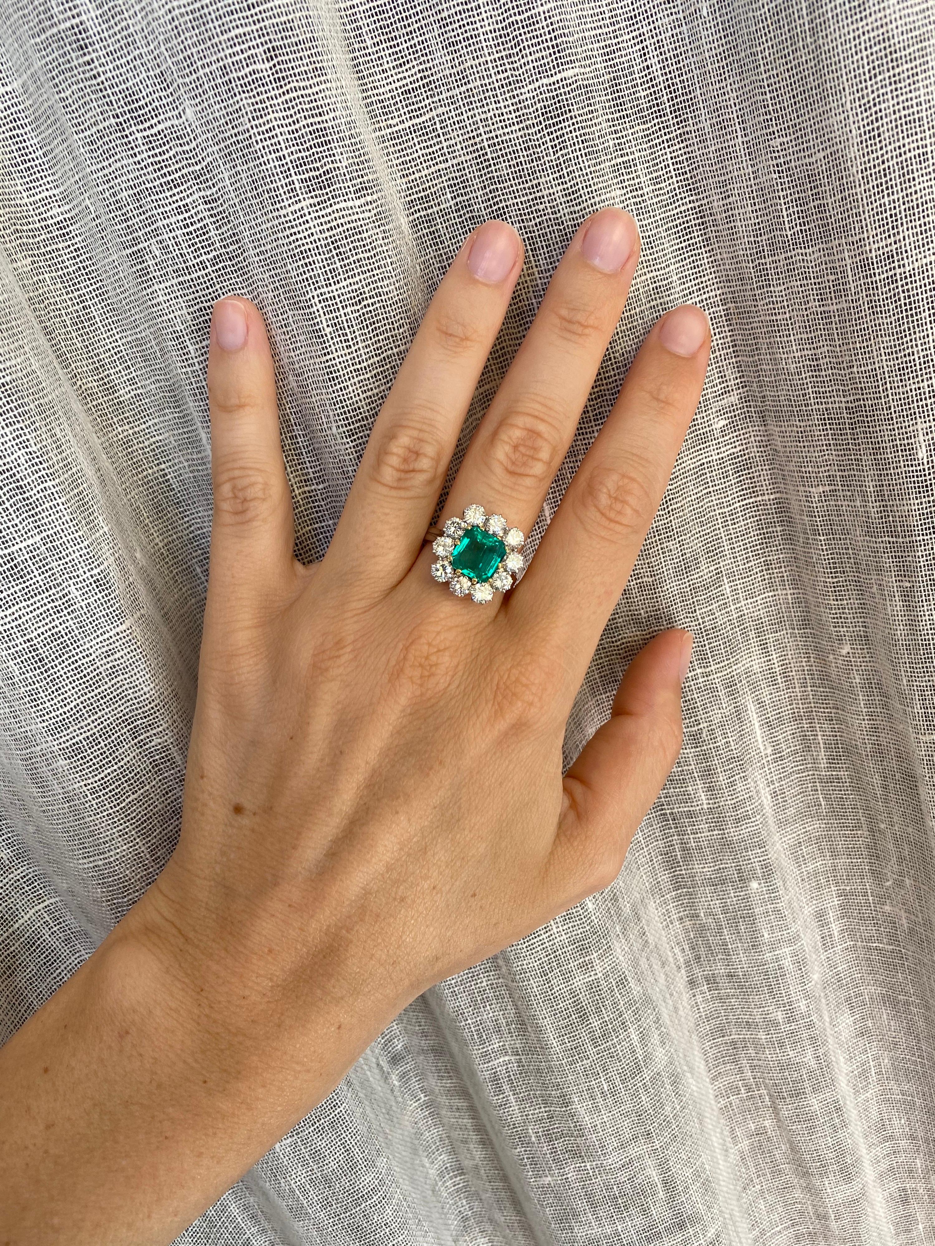 Estate 4 Carat Colombian Emerald Diamond Ring 10